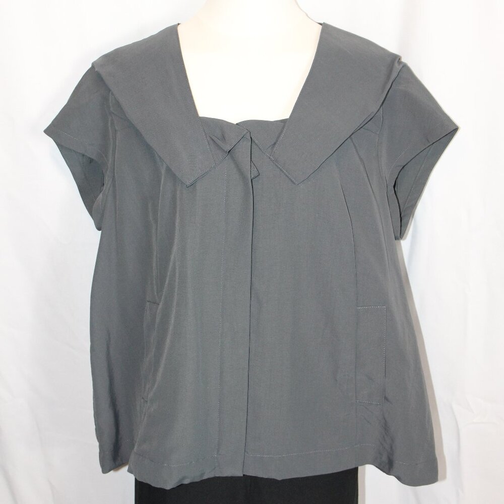 Simply Vera Vera Wang Layered Wide Collar Zippered Top Women's XLarge